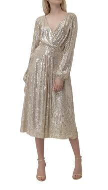 Lauren Ralph Lauren Bowen gold sequin midi dress Size 4 Glam Fairy New Years